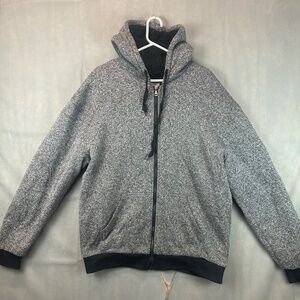Seven Apparel Hoodie Mens 2XL Gray Sherpa Lined Full Zip Fleece Jacket